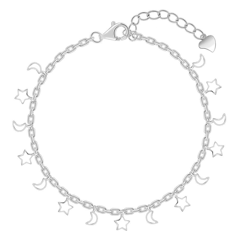 Giva 925 Silver Star Moon Kids Bracelet (2 - 8 Years), Adjustable | Gifts For Kids| With Certificate Of Authenticity  : KBR067