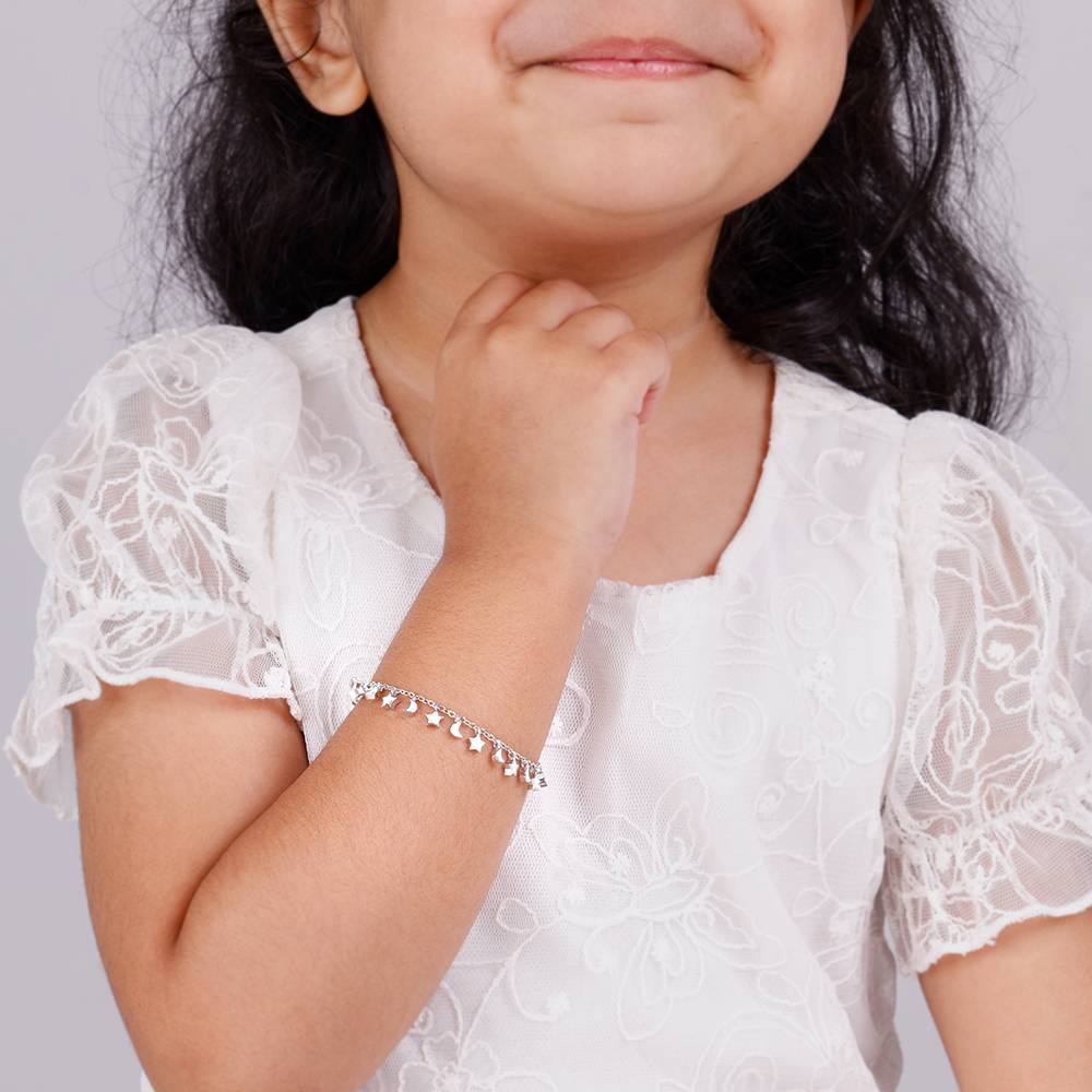 Giva 925 Silver Star Moon Kids Bracelet (2 - 8 Years), Adjustable | Gifts For Kids| With Certificate Of Authenticity  : KBR067