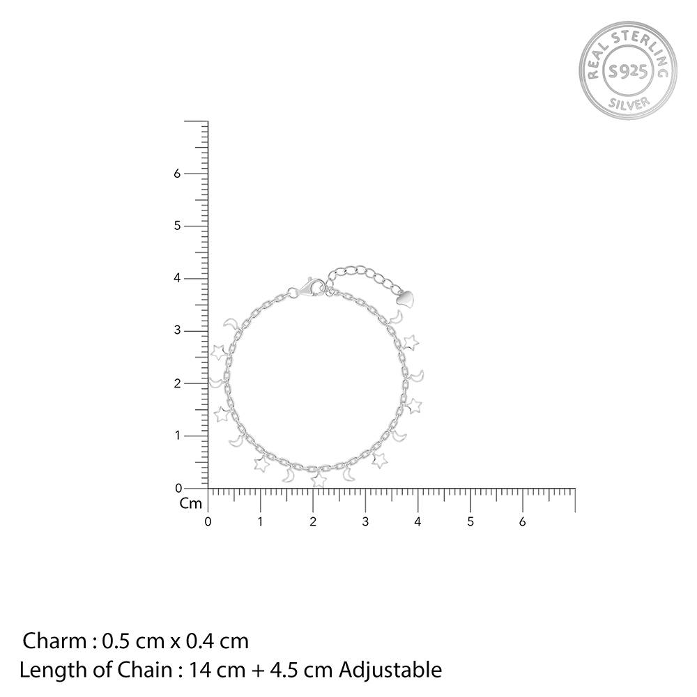 Giva 925 Silver Star Moon Kids Bracelet (2 - 8 Years), Adjustable | Gifts For Kids| With Certificate Of Authenticity  : KBR067
