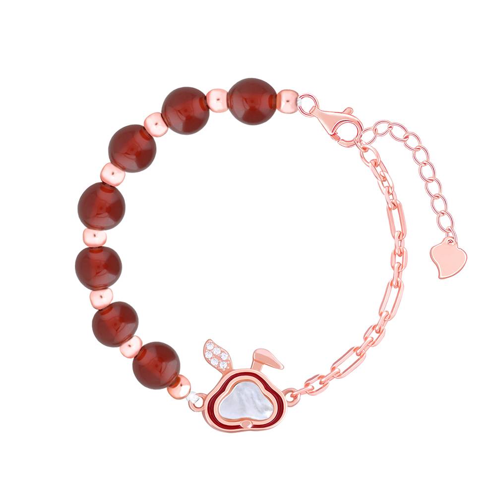 Giva 925 Silver Rose Gold Bunny Kids Bracelet (2 - 8 Years), Adjustable | Gifts For Kids| With Certificate Of Authent : KBR069