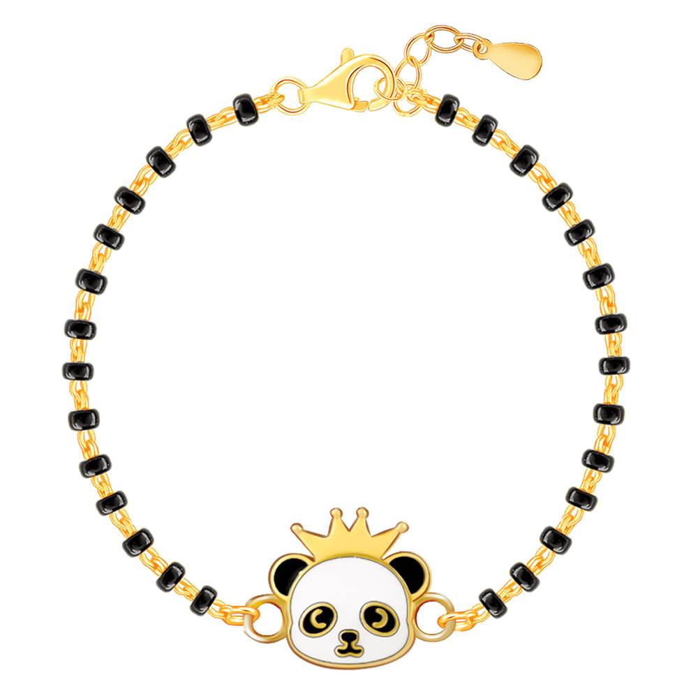 925 Silver Golden Crowing Panda Bracelet Rakhi (0 - 2 Years)| Raksha Bandhan Rakhi For Kids : KBR07_02