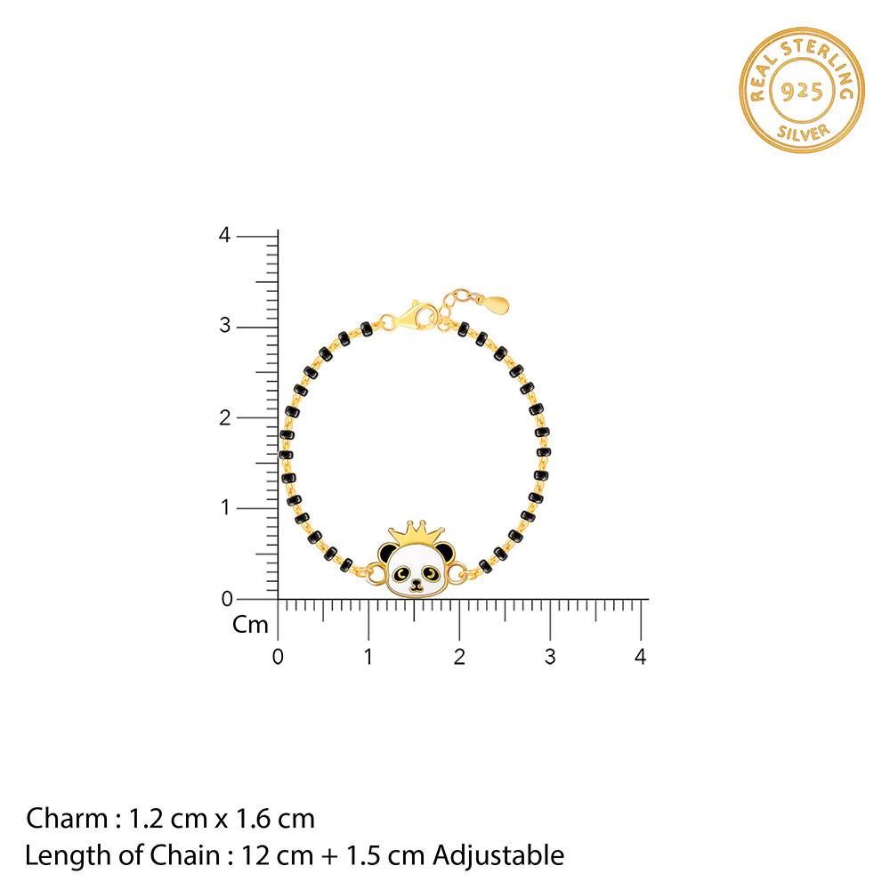 925 Silver Golden Crowing Panda Bracelet Rakhi (0 - 2 Years)| Raksha Bandhan Rakhi For Kids : KBR07_02