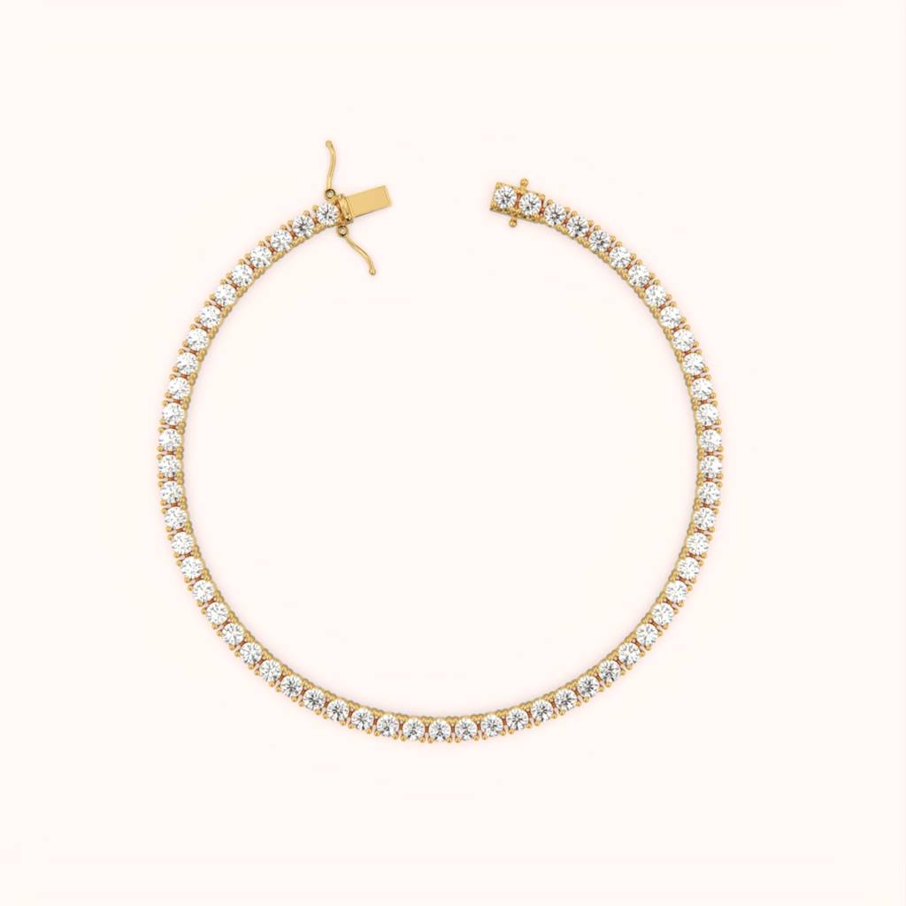 18K Gold Vermeil Round Diamond Tennis Bracelet 4Mm : KBT0003