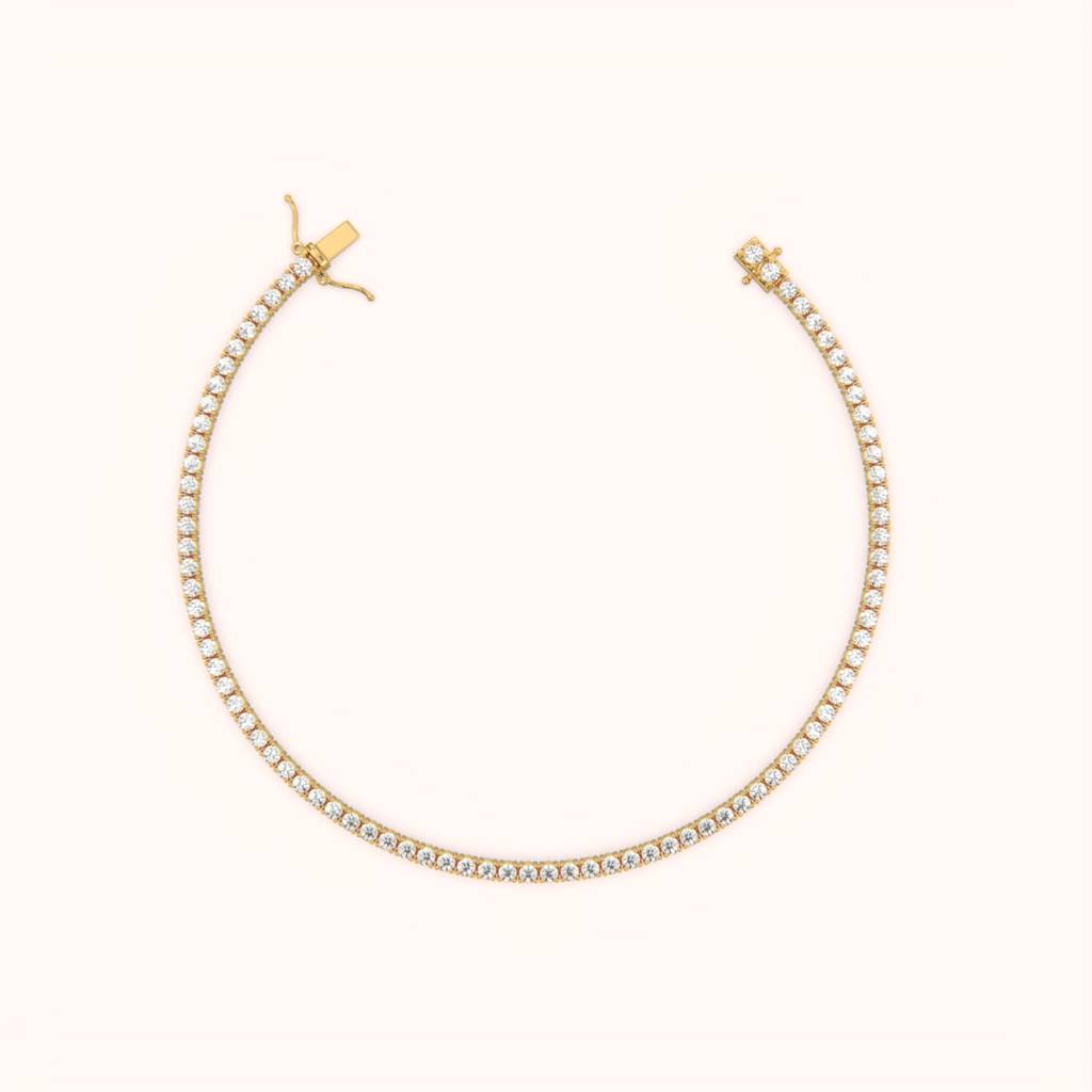 18K Gold Vermeil Round Diamond Tennis Bracelet 4Mm : KBT0003