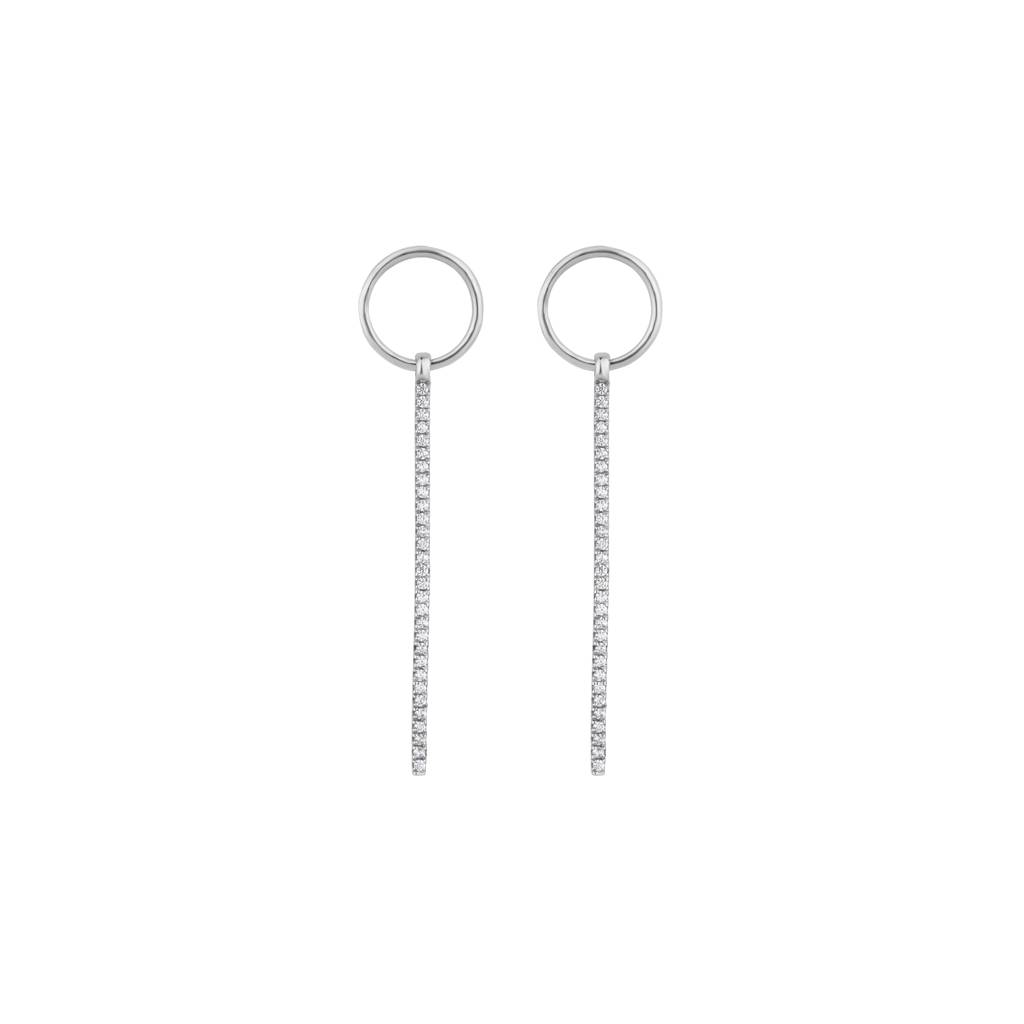 Chain Drop Earring With Circular Stud : KED0001-Silver