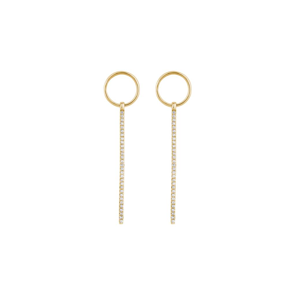 Chain Drop Earring With Circular Stud : KED0001-Yellow