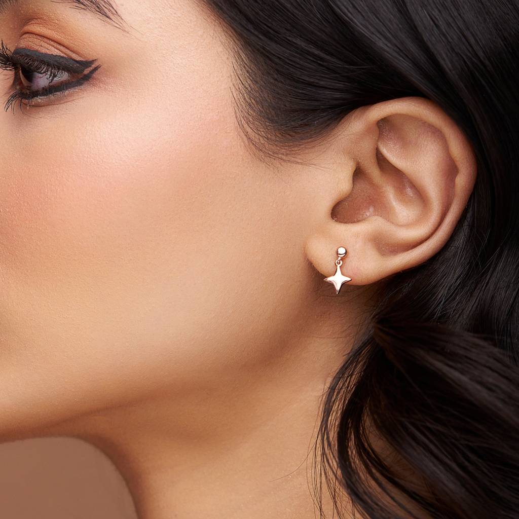 Glistening Star-Shaped Earrings : KED0002-Silver