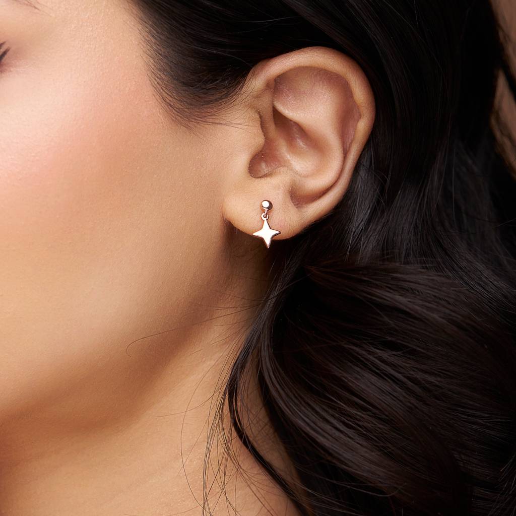 Glistening Star-Shaped Earrings : KED0002-Yellow