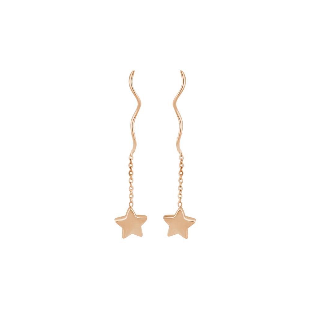 Silver Long Celestial Star Earring : KED0003-RoseGold
