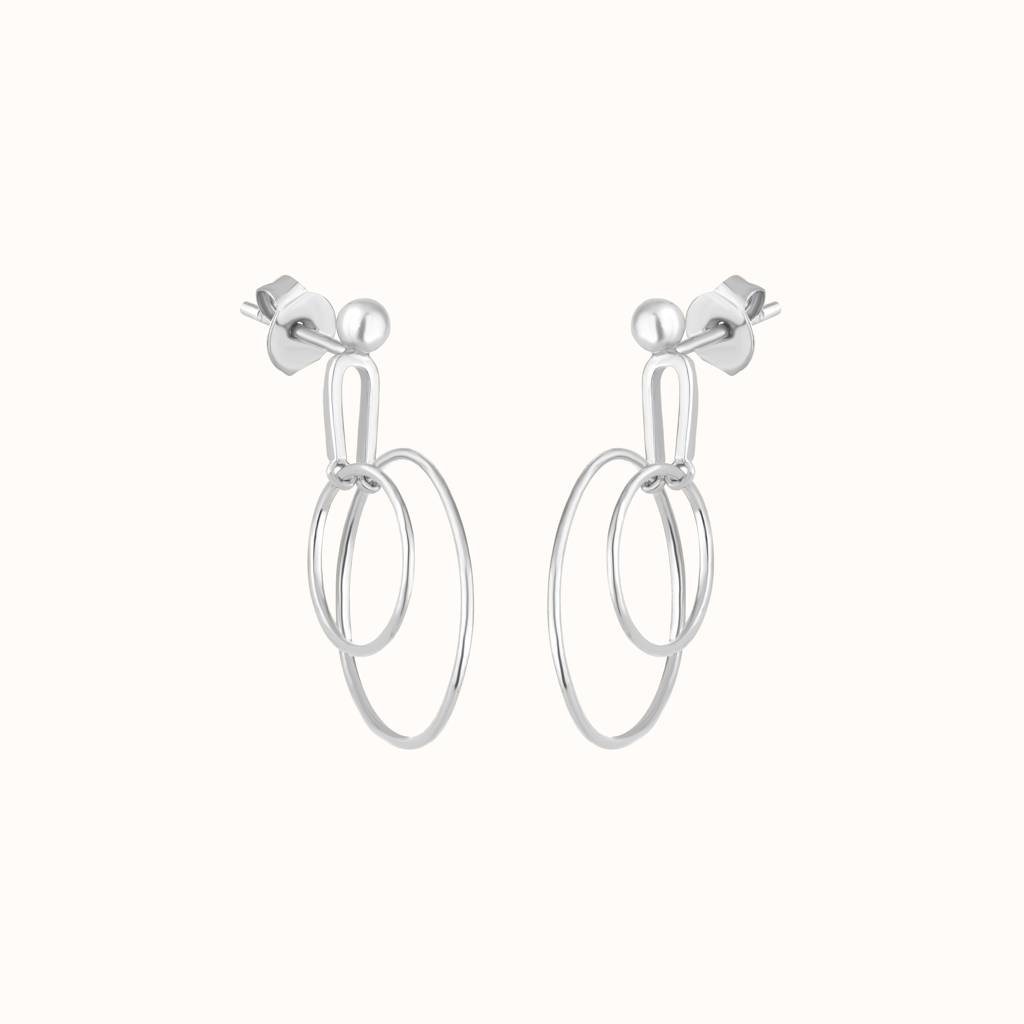 Minimalist Double Hoop Earrings : KED0004-Silver