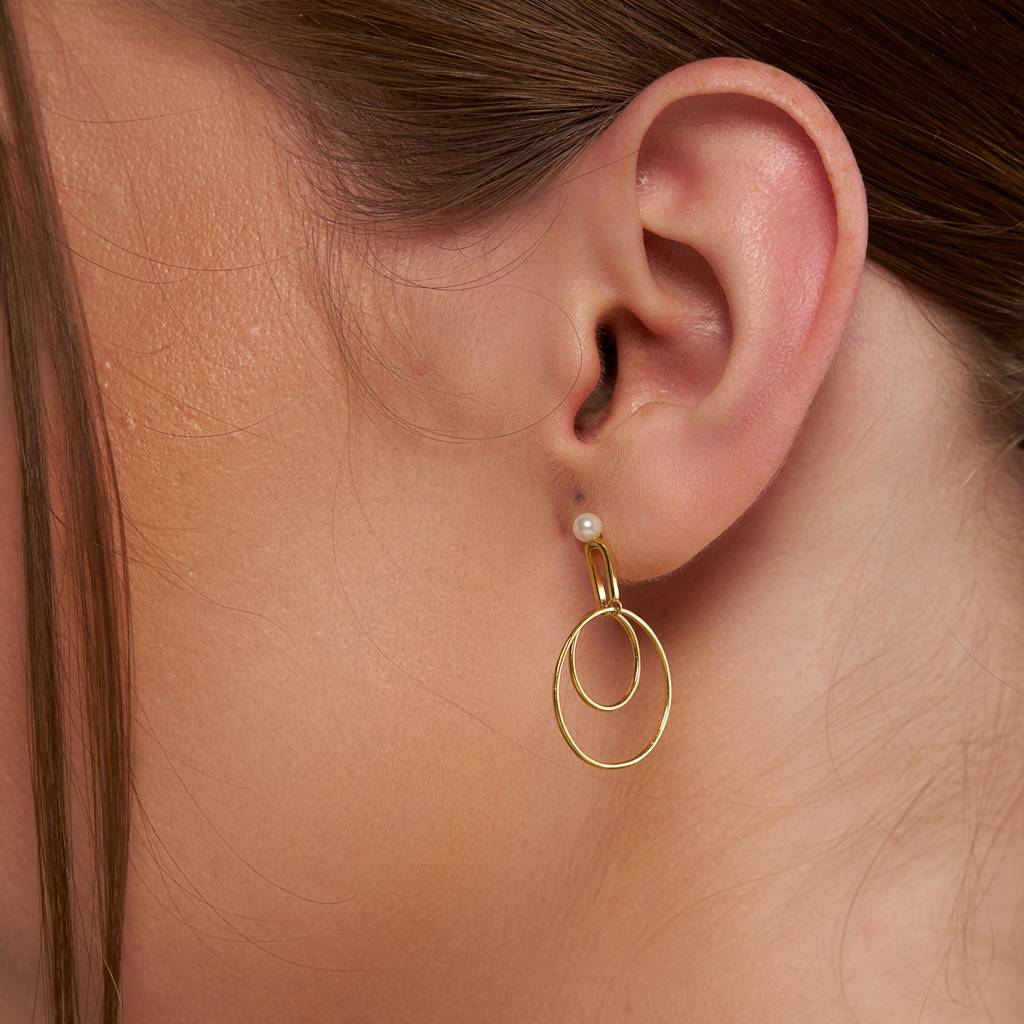 Minimalist Double Hoop Earrings : KED0004-Yellow