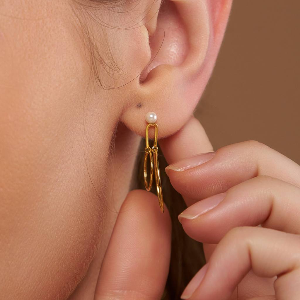 Minimalist Double Hoop Earrings : KED0004-Yellow