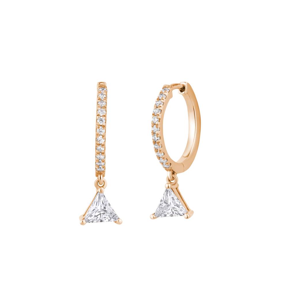Triangle & Round Diamond Dangle Earring : KED0007-RoseGold