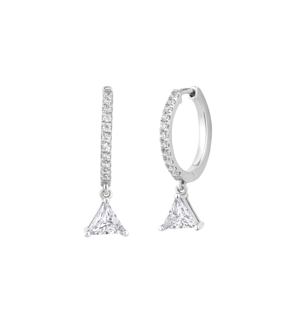 Triangle & Round Diamond Dangle Earring : KED0007-Silver