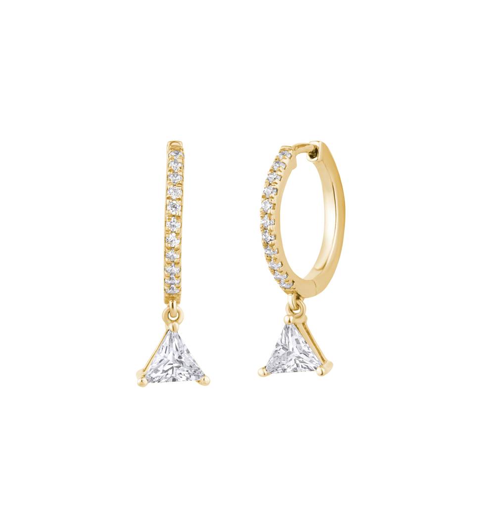 Triangle & Round Diamond Dangle Earring : KED0007-Yellow