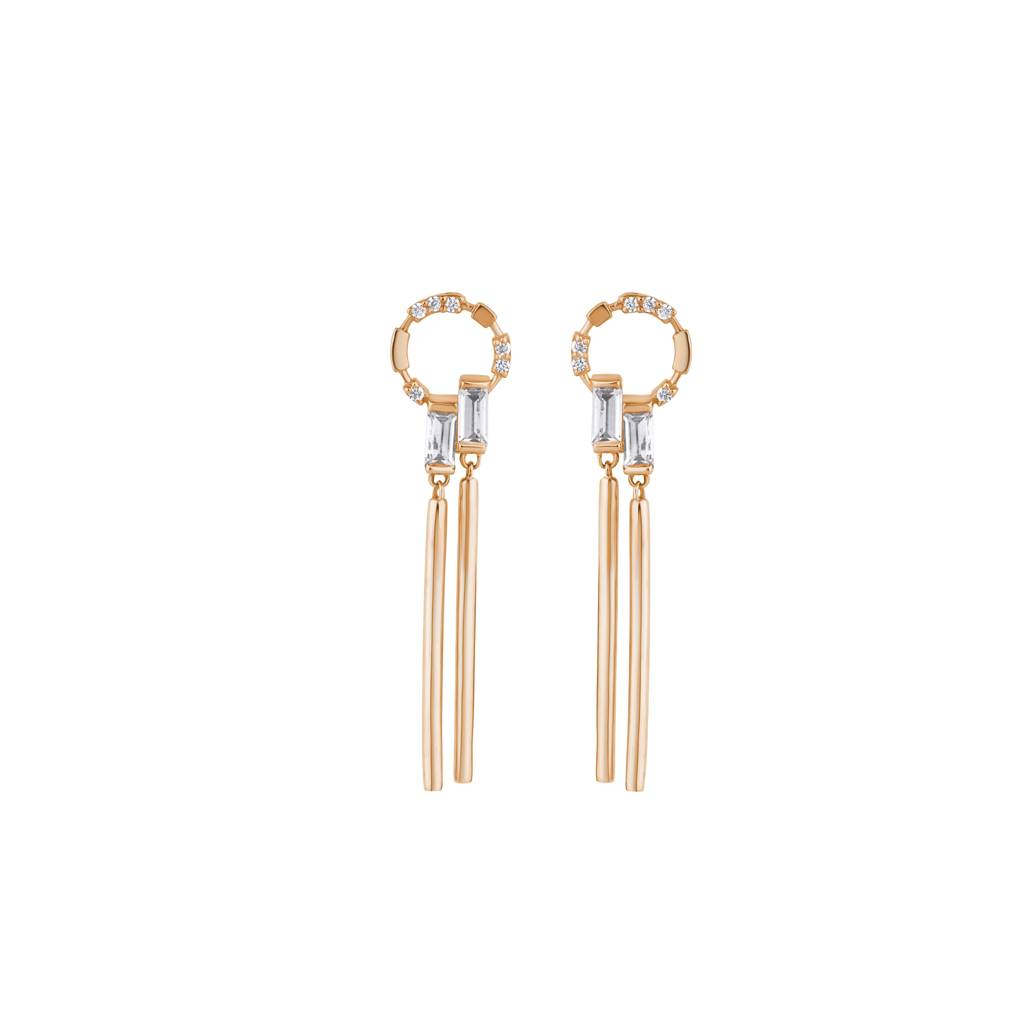 Link Baguette Drop Hoop Earring : KED0010-RoseGold