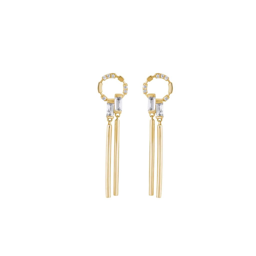 Link Baguette Drop Hoop Earring : KED0010-Yellow