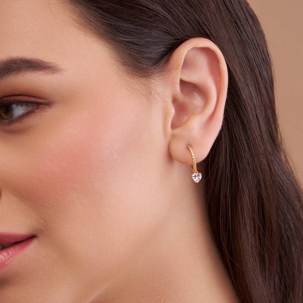 Majestic Heart Shaped Dangles : KED0011-RoseGold