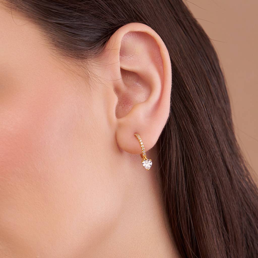 Majestic Heart Shaped Dangles : KED0011-Silver