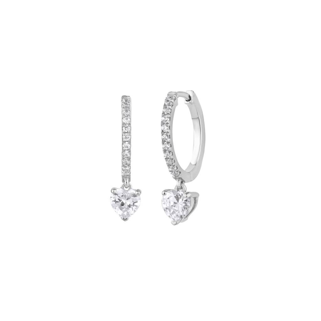 Majestic Heart Shaped Dangles : KED0011-Silver