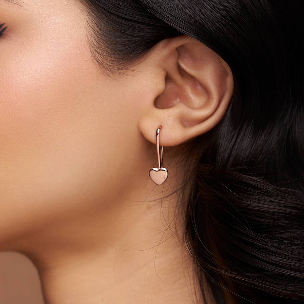 Heart-Shaped Dangle Earring : KED0012-RoseGold