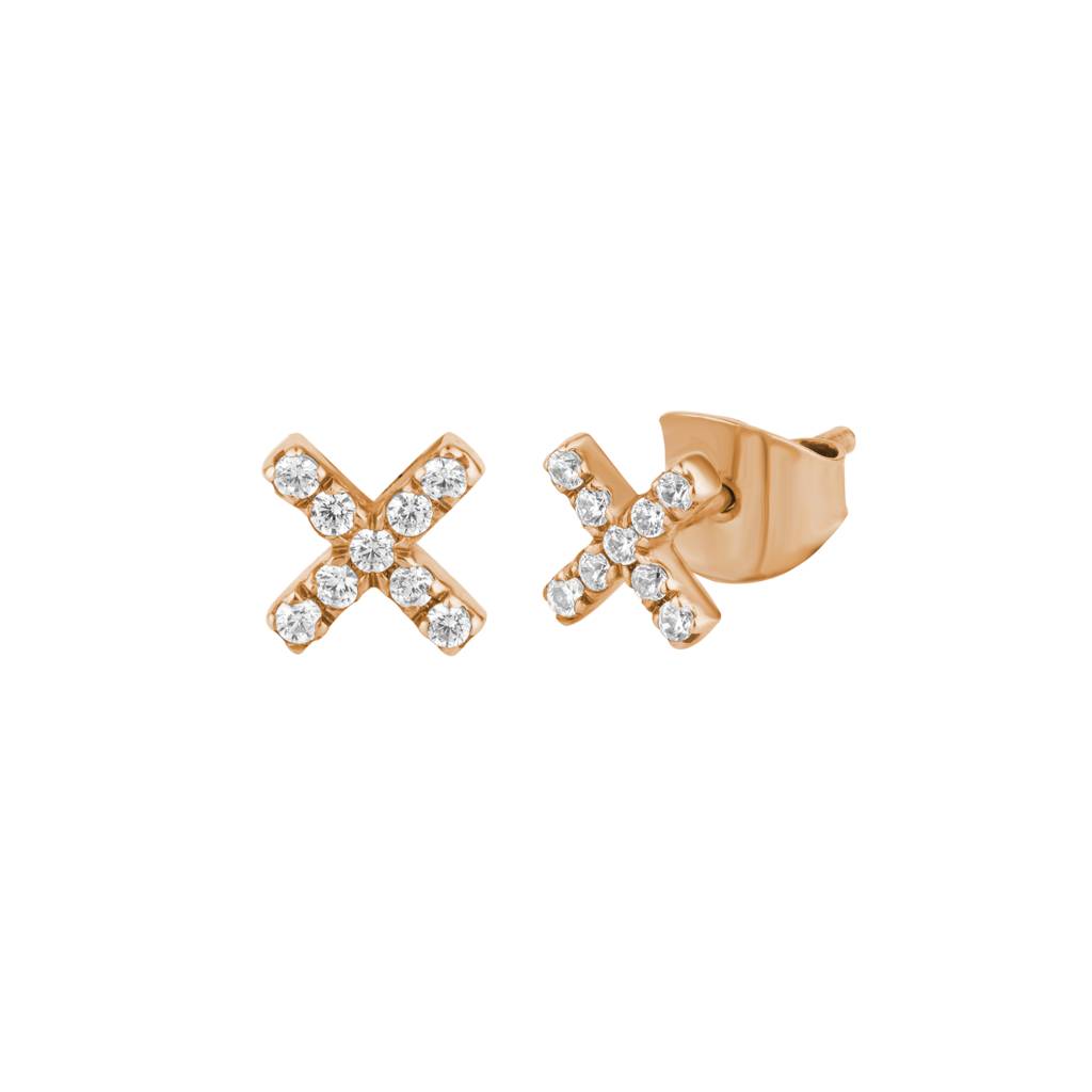 Diamond X Letter Earring : KEN0001-RoseGold