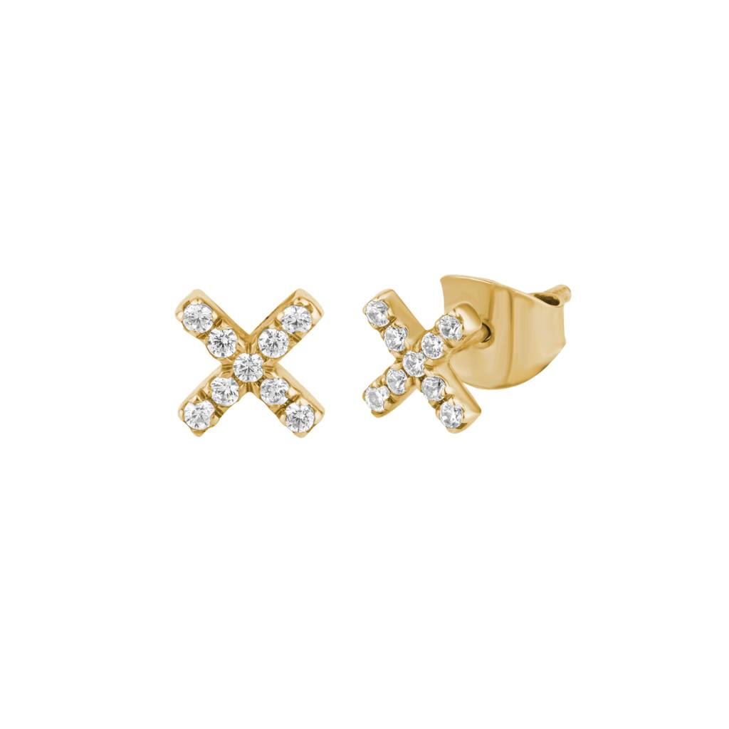 Diamond X Letter Earring : KEN0001-Yellow