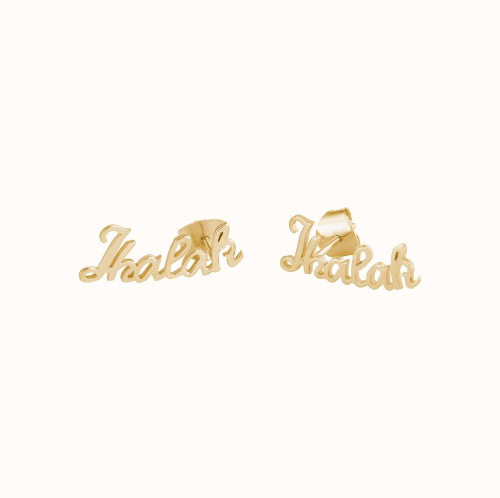 Personalized Silver Name Earring : KEN0002-Yellow