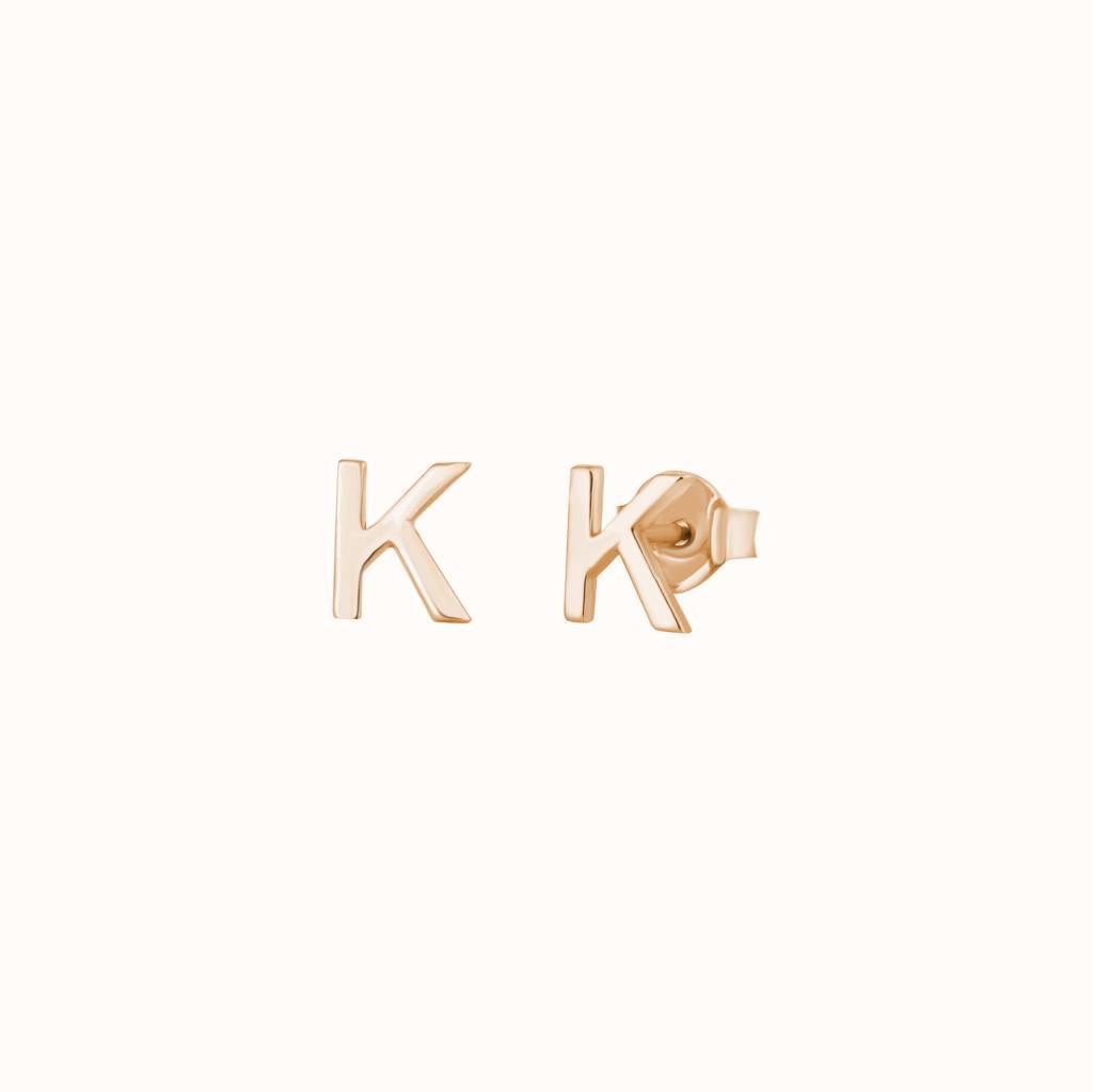 Silver Letter Earrings : KEN0004-RoseGold