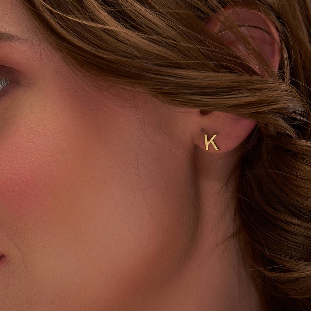 Silver Letter Earrings : KEN0004-Yellow