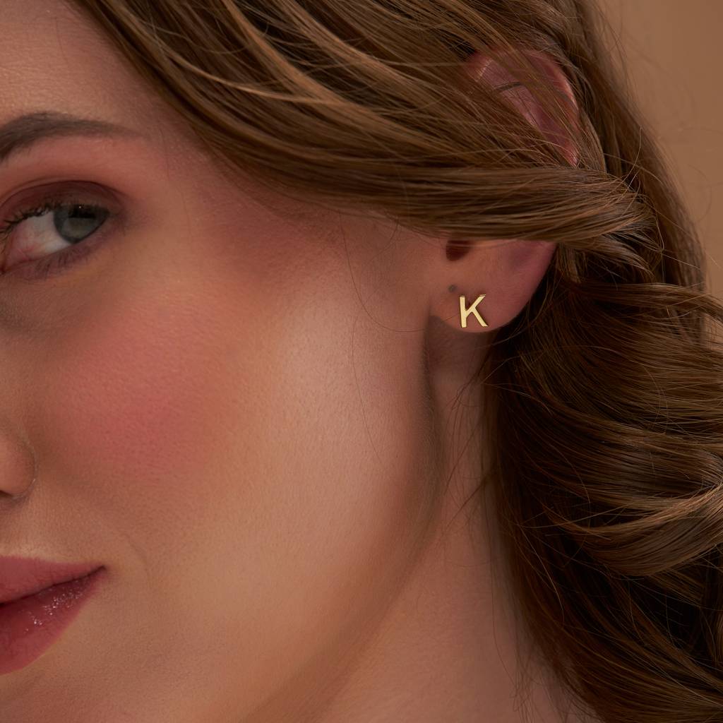Silver Letter Earrings : KEN0004-Yellow