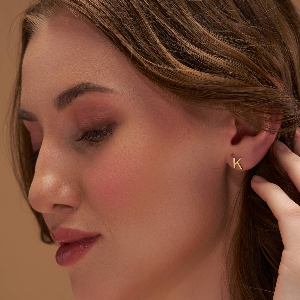 Silver Letter Earrings : KEN0004-Yellow