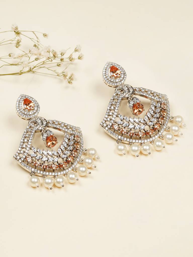 Champagne Toned Zirconia Earrings : KER645