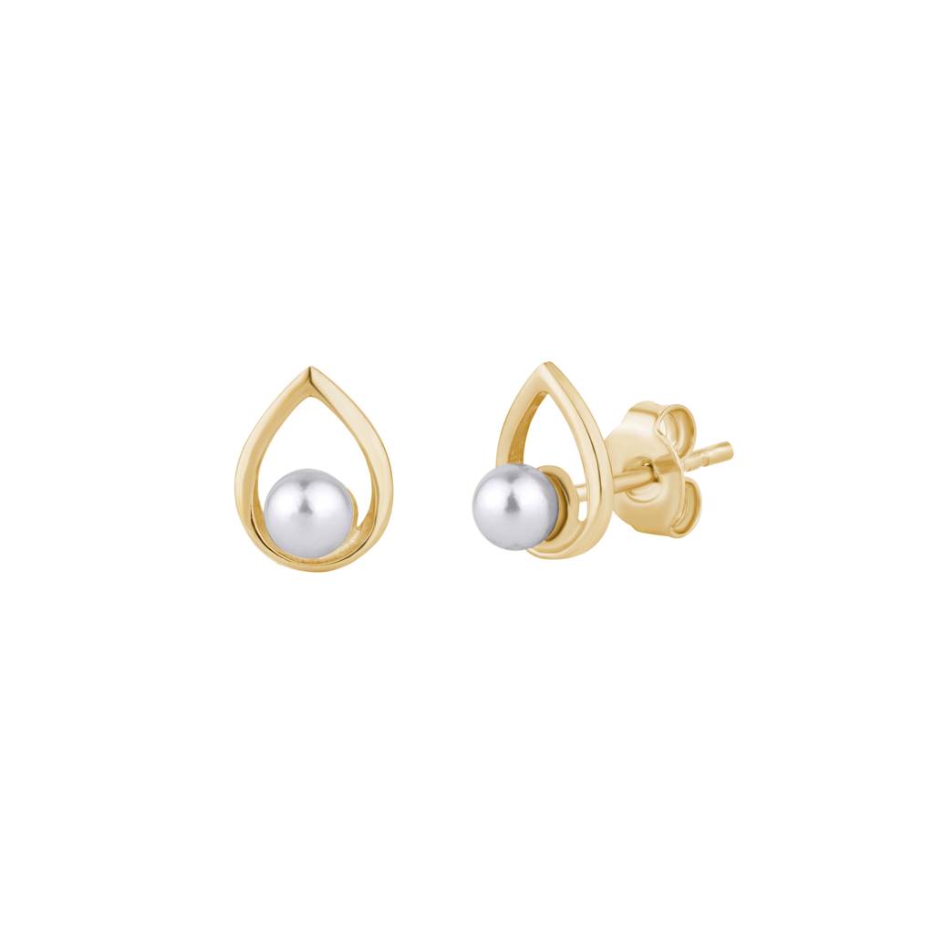 Pear-Shaped Mother Of Pearl Stud : KES0002-Yellow