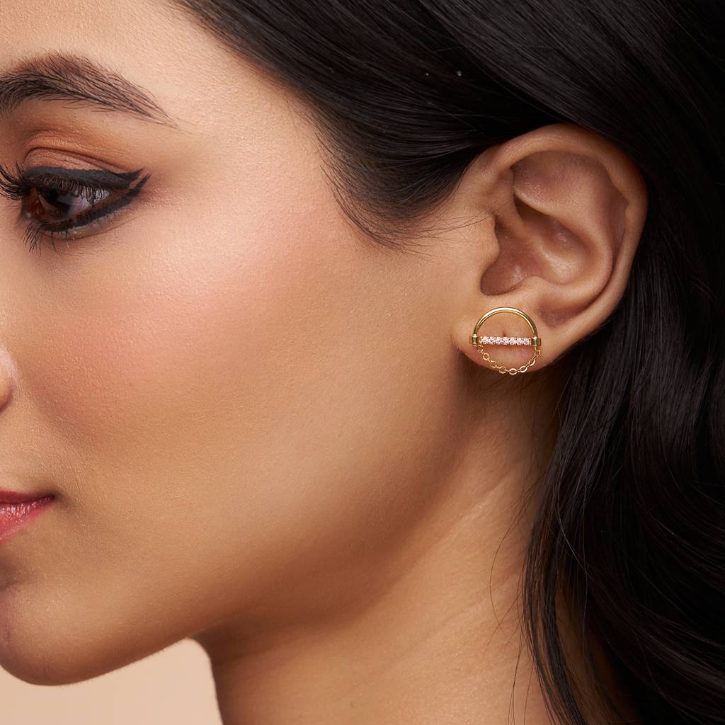 Ethereal Chain Design Earring : KES0003-RoseGold