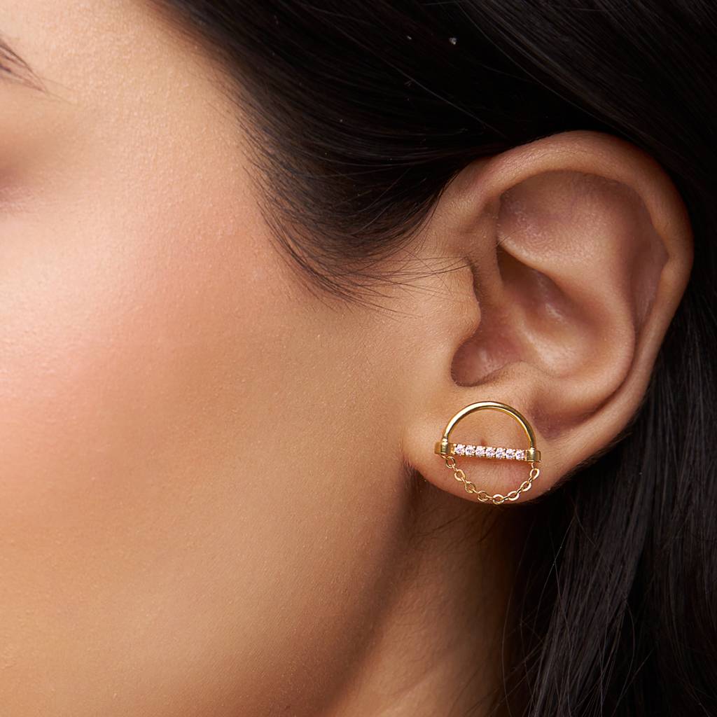 Ethereal Chain Design Earring : KES0003-RoseGold