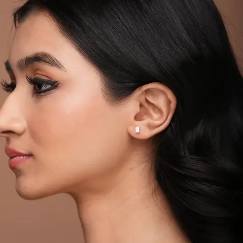 Emerald-Cut Sparkle Stud : KES0004-Yellow