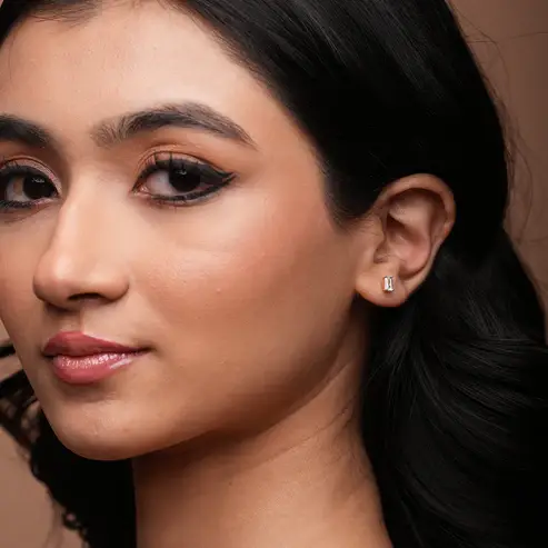 Emerald-Cut Sparkle Stud : KES0004-Yellow