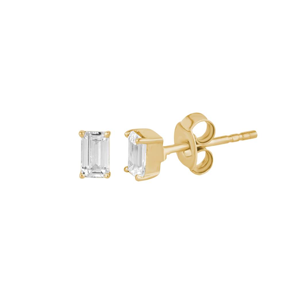 Emerald-Cut Sparkle Stud : KES0004-Yellow