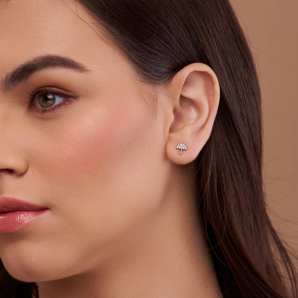 Umbrella Style Diamond Earring : KES0007-Silver