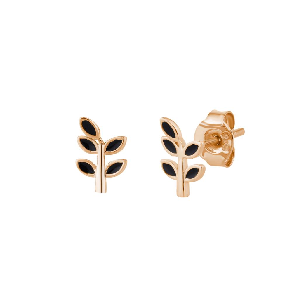 Leaf Style Enamel Stud : KES0010-RoseGold
