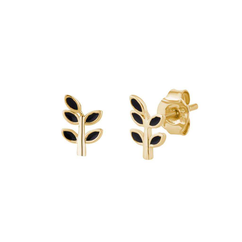 Leaf Style Enamel Stud : KES0010-Yellow