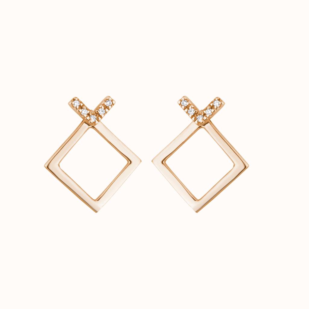 Diamond-Accented Square Earring : KES0011-RoseGold