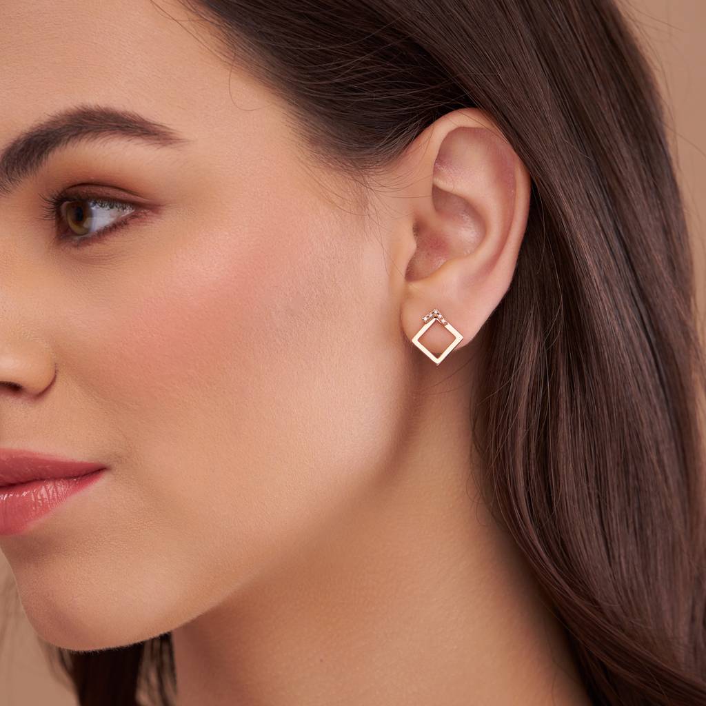 Diamond-Accented Square Earring : KES0011-Yellow