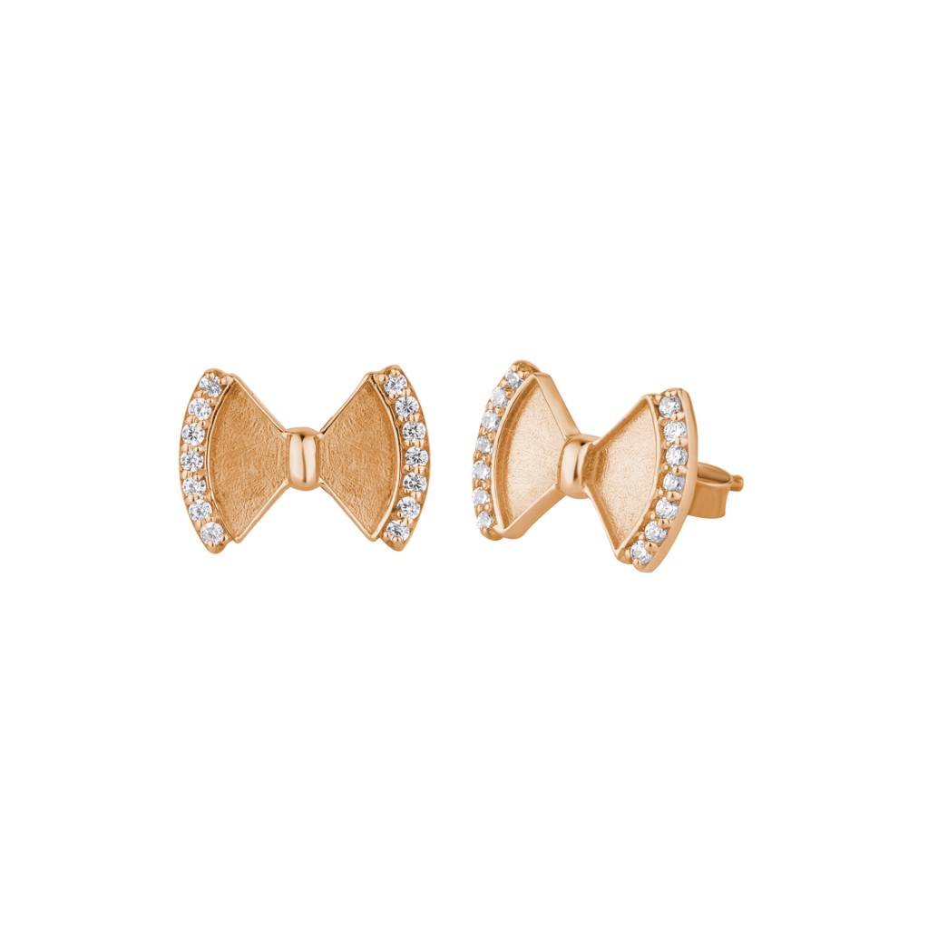 Black Enamel Bow Earring : KES0012-RoseGold