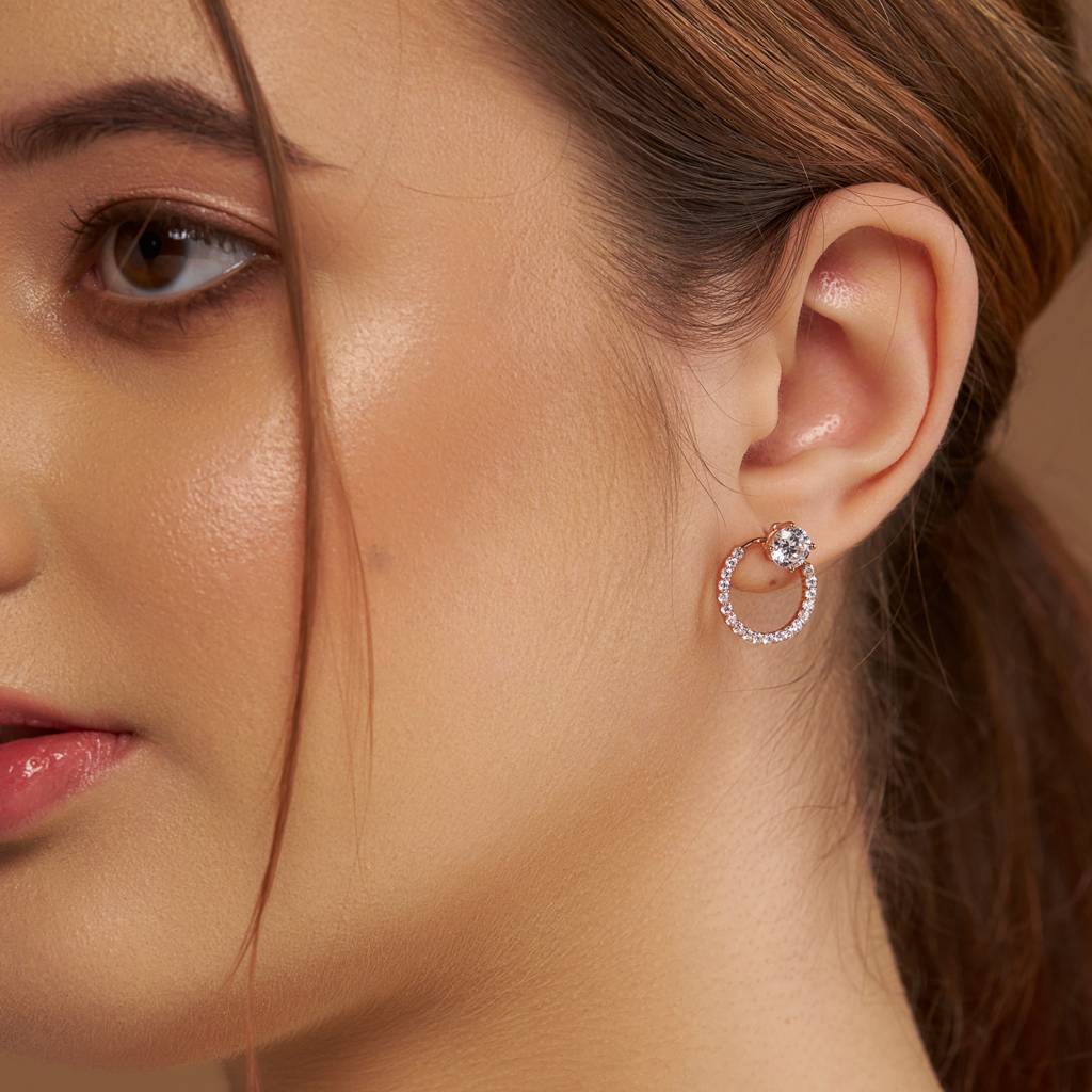 Circular Halo Diamond Earring : KES0013-RoseGold