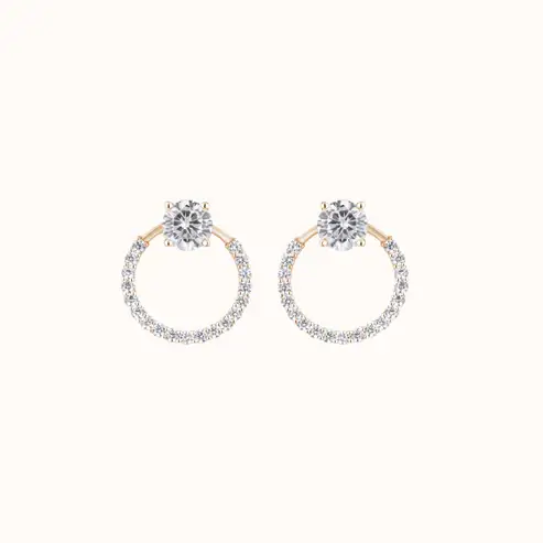 Circular Halo Diamond Earring : KES0013-RoseGold
