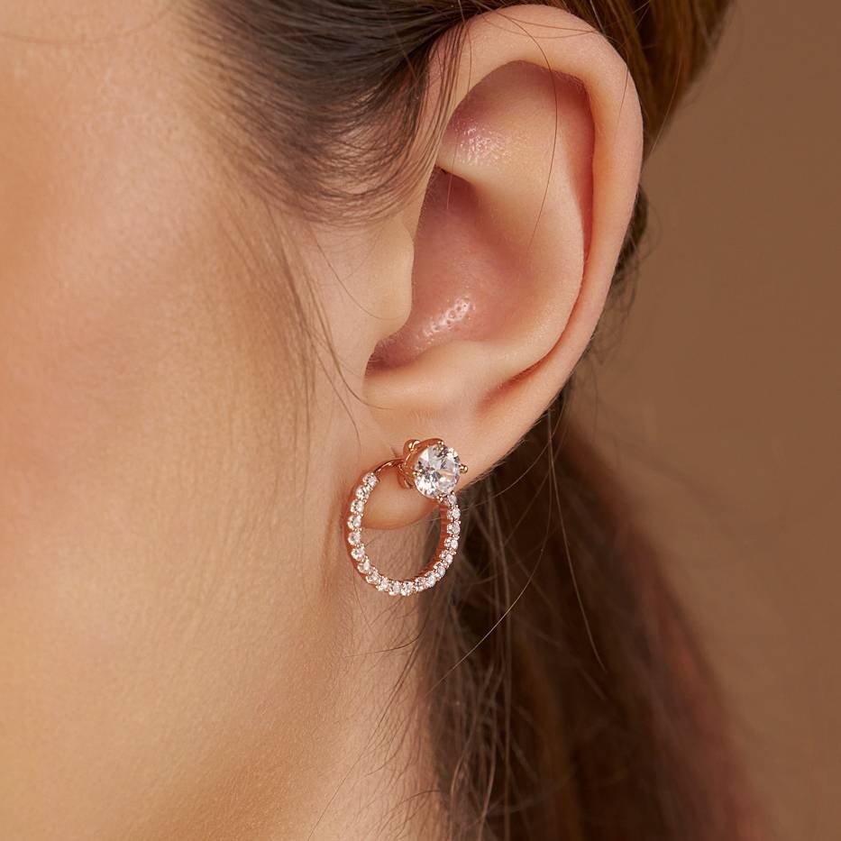 Circular Halo Diamond Earring : KES0013-RoseGold