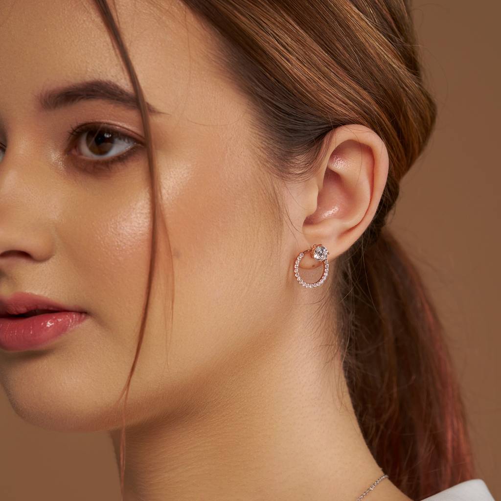 Circular Halo Diamond Earring : KES0013-Yellow