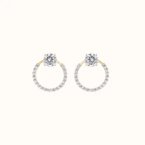 Circular Halo Diamond Earring : KES0013-Yellow